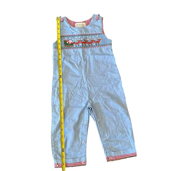 Lil Cactus Size 18-24 Months 100% Cotton Smocked Embroidered Christmas Jumpsuit - Picture 8 of 9